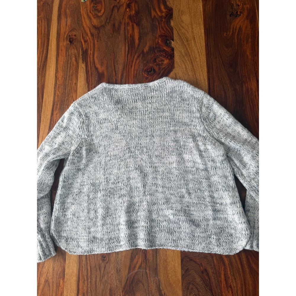 Wooden Ships Grey Marl Mohair Wool Blend‎ V-Neck Chunky Knit Sweater Women OS - Picture 6 of 6